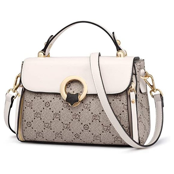 Handbags - New White and Tan Leather Fox Signature Crossbody Handbag Purse